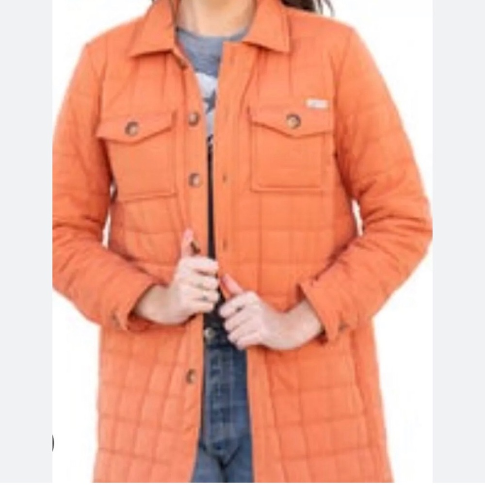 EVY’S TREE Orange Puff Quilted Long Jacket Quality Made Size XS